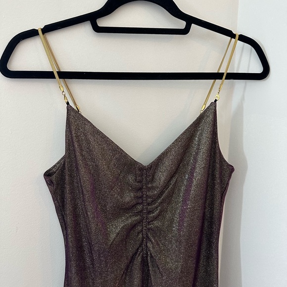 TOPSHOP Sparkly Gold midi dress, size 6 - Picture 1 of 4